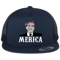 Ronald Reagan Merica Flat Bill Trucker Hat