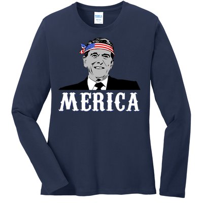 Ronald Reagan Merica Ladies Long Sleeve Shirt