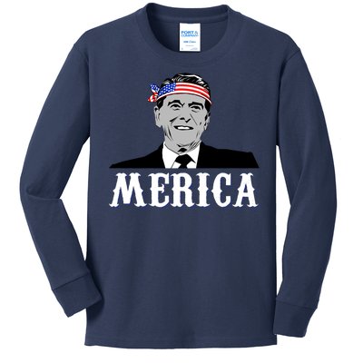 Ronald Reagan Merica Kids Long Sleeve Shirt