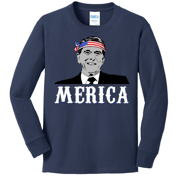 Ronald Reagan Merica Kids Long Sleeve Shirt