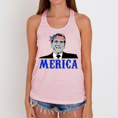 Ronald Reagan Merica Women's Knotted Racerback Tank