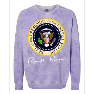 Ronald Reagan Presidential Seal Signature Colorblast Crewneck Sweatshirt