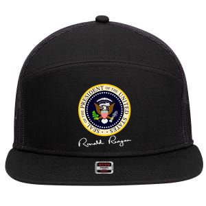 Ronald Reagan Presidential Seal Signature 7 Panel Mesh Trucker Snapback Hat