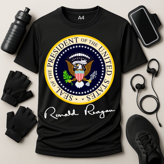 Ronald Reagan Presidential Seal Signature Cooling Performance Crew T-Shirt