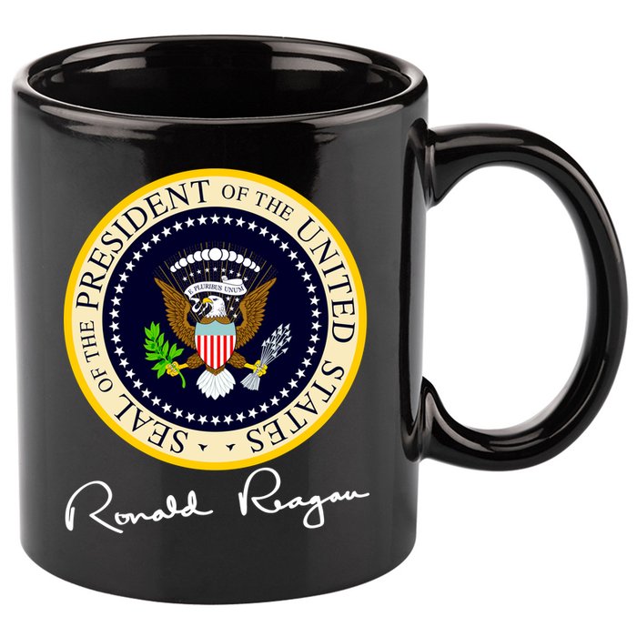 Ronald Reagan Presidential Seal Signature 11oz C Handle Ceramic Mug
