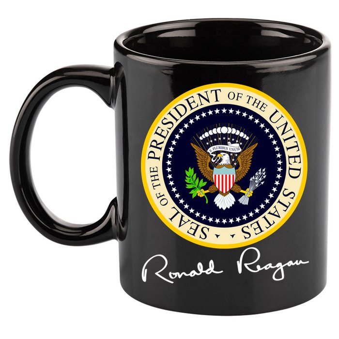 Ronald Reagan Presidential Seal Signature 11oz C Handle Ceramic Mug