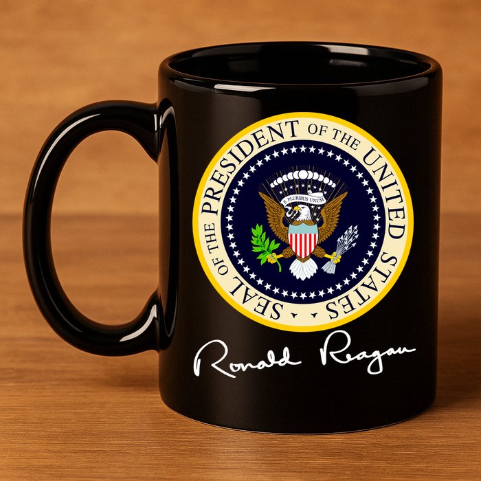 Ronald Reagan Presidential Seal Signature 11oz C Handle Ceramic Mug