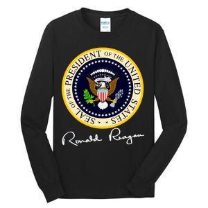 Ronald Reagan Presidential Seal Signature Tall Long Sleeve T-Shirt