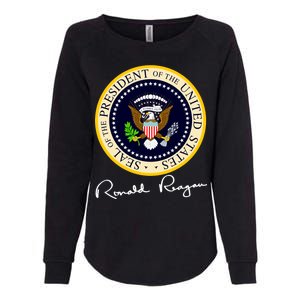 Ronald Reagan Presidential Seal Signature Womens California Wash Sweatshirt