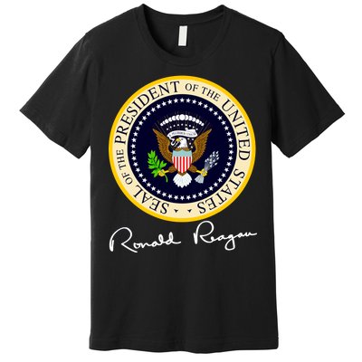 Ronald Reagan Presidential Seal Signature Premium T-Shirt