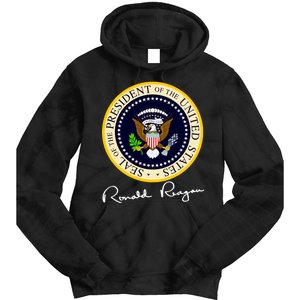 Ronald Reagan Presidential Seal Signature Tie Dye Hoodie