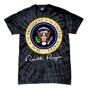 Ronald Reagan Presidential Seal Signature Tie-Dye T-Shirt