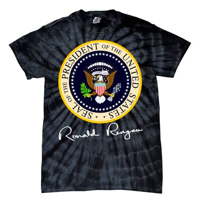 Ronald Reagan Presidential Seal Signature Tie-Dye T-Shirt