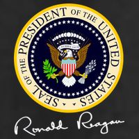 Ronald Reagan Presidential Seal Signature Trucker Hat