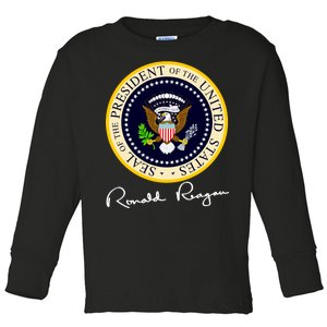 Ronald Reagan Presidential Seal Signature Toddler Long Sleeve Shirt