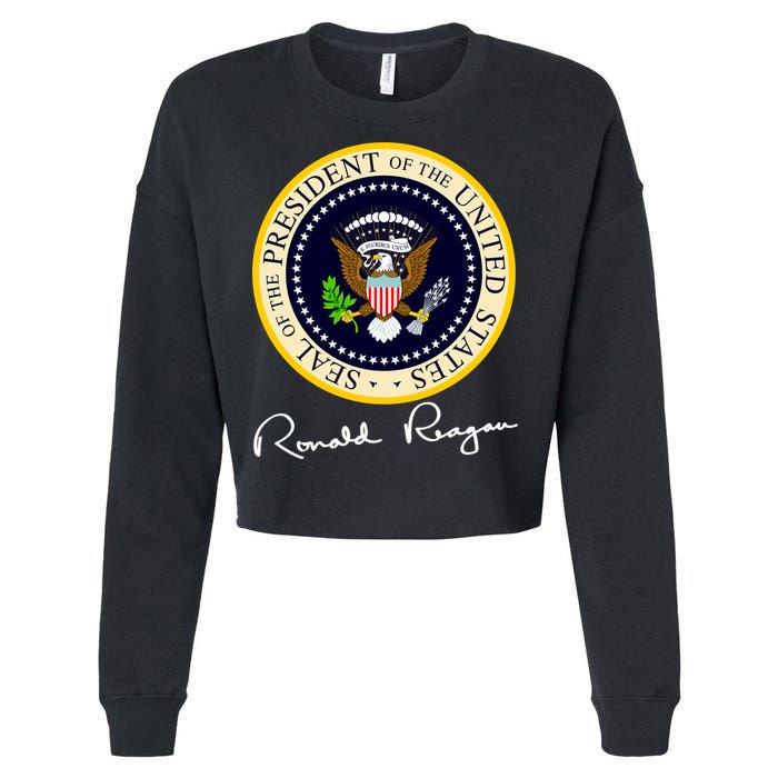 Ronald Reagan Presidential Seal Signature Cropped Pullover Crew
