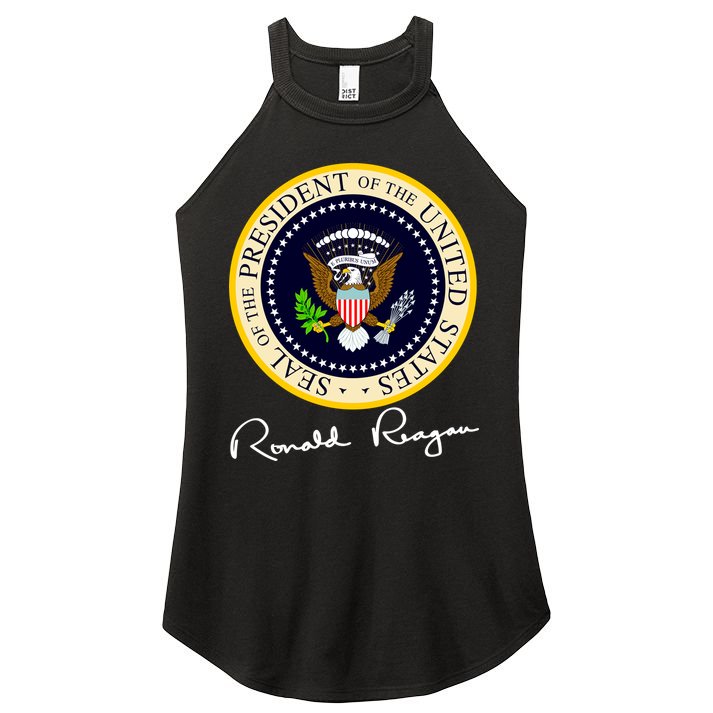 Ronald Reagan Presidential Seal Signature Women's Perfect Tri Rocker Tank