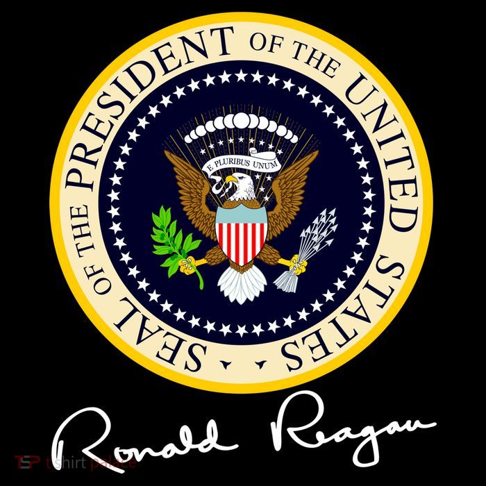 Ronald Reagan Presidential Seal Signature Womens T-Shirt