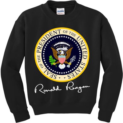 Ronald Reagan Presidential Seal Signature Kids Sweatshirt