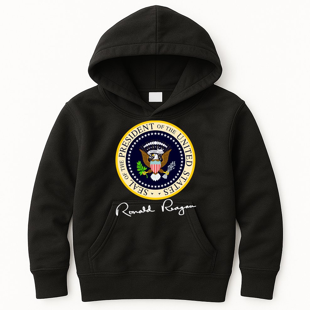 Ronald Reagan Presidential Seal Signature Kids Hoodie