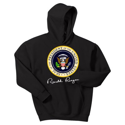 Ronald Reagan Presidential Seal Signature Kids Hoodie