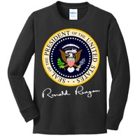 Ronald Reagan Presidential Seal Signature Kids Long Sleeve Shirt