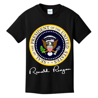 Ronald Reagan Presidential Seal Signature Kids T-Shirt