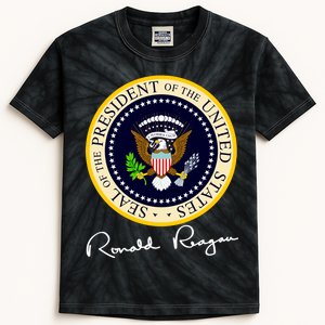 Ronald Reagan Presidential Seal Signature Kids Tie-Dye T-Shirt