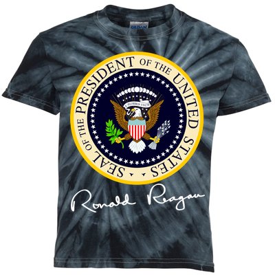 Ronald Reagan Presidential Seal Signature Kids Tie-Dye T-Shirt