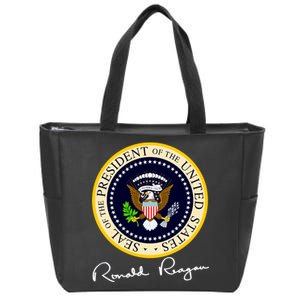 Ronald Reagan Presidential Seal Signature Zip Tote Bag