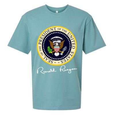 Ronald Reagan Presidential Seal Signature Sueded Cloud Jersey T-Shirt