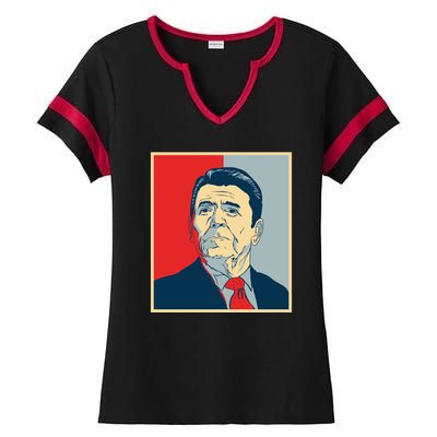 Ronald Reagan Retro Ladies Halftime Notch Neck Tee