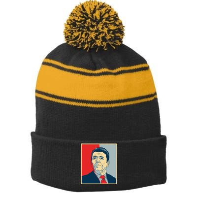 Ronald Reagan Retro Stripe Pom Pom Beanie