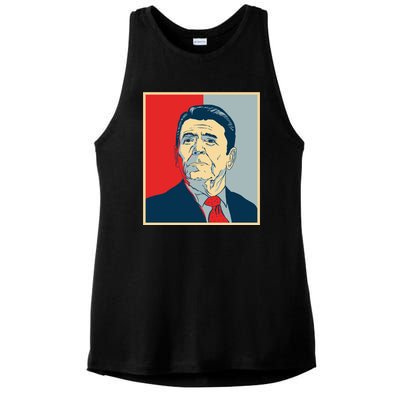 Ronald Reagan Retro Ladies PosiCharge Tri-Blend Wicking Tank