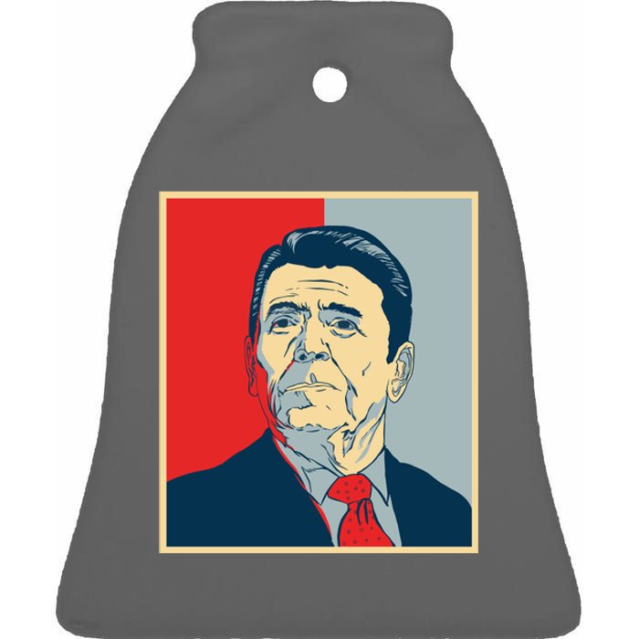 Ronald Reagan Retro Ceramic Bell Ornament