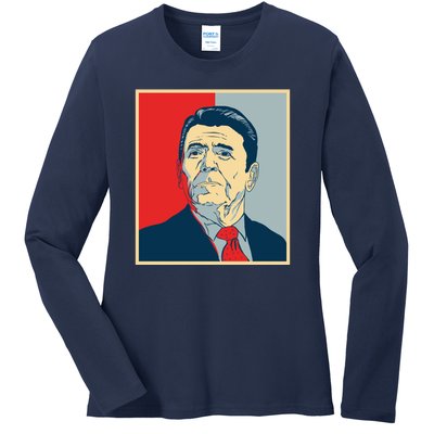 Ronald Reagan Retro Ladies Long Sleeve Shirt