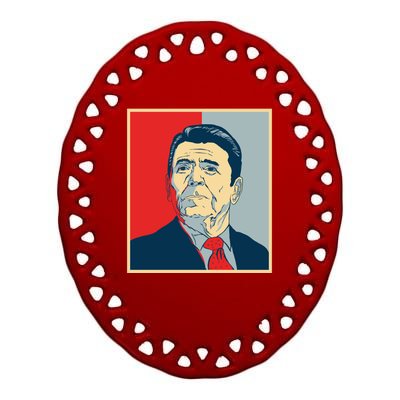 Ronald Reagan Retro Ceramic Oval Ornament