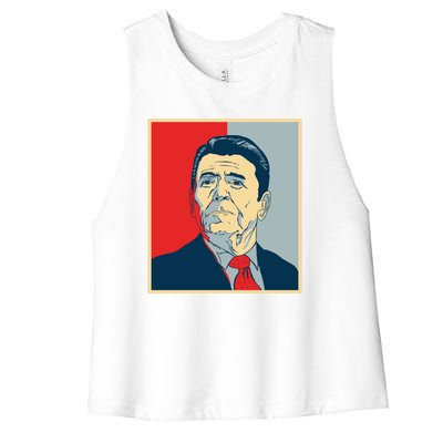 Ronald Reagan Retro Women's Racerback Cropped Tank