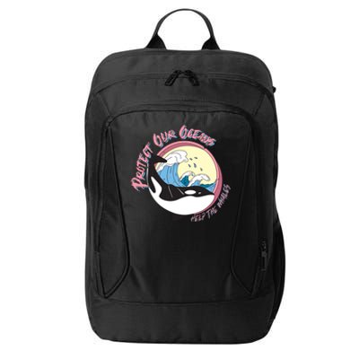 Respect Our Oceans Help The Whales Distressed Vintage Orca City Backpack