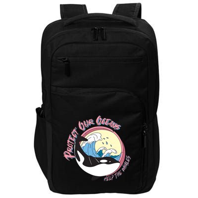 Respect Our Oceans Help The Whales Distressed Vintage Orca Impact Tech Backpack