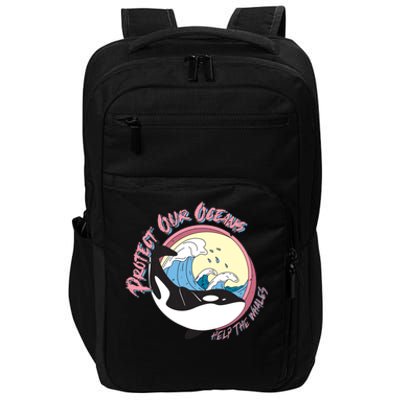 Respect Our Oceans Help The Whales Distressed Vintage Orca Impact Tech Backpack