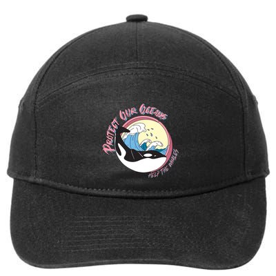 Respect Our Oceans Help The Whales Distressed Vintage Orca 7-Panel Snapback Hat
