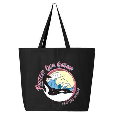 Respect Our Oceans Help The Whales Distressed Vintage Orca 25L Jumbo Tote