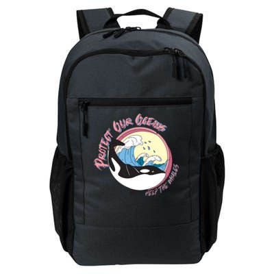 Respect Our Oceans Help The Whales Distressed Vintage Orca Daily Commute Backpack