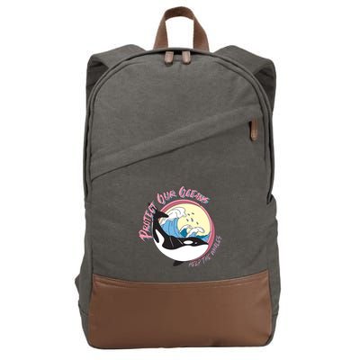 Respect Our Oceans Help The Whales Distressed Vintage Orca Cotton Canvas Backpack