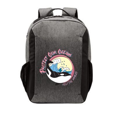Respect Our Oceans Help The Whales Distressed Vintage Orca Vector Backpack