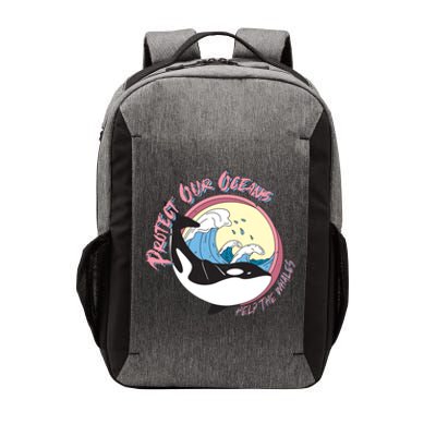 Respect Our Oceans Help The Whales Distressed Vintage Orca Vector Backpack