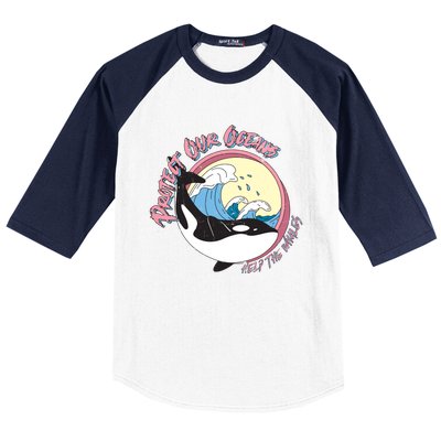 Respect Our Oceans Help The Whales Distressed Vintage Orca Baseball Sleeve Shirt