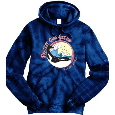 Respect Our Oceans Help The Whales Distressed Vintage Orca Tie Dye Hoodie