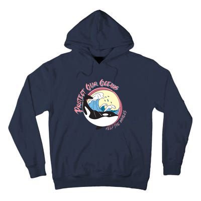 Respect Our Oceans Help The Whales Distressed Vintage Orca Tall Hoodie